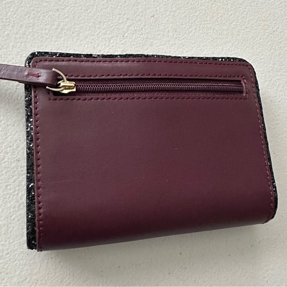 Kate Spade NY Snap Bifold Glitter Trim Smooth Wallet - Picture 5 of 10